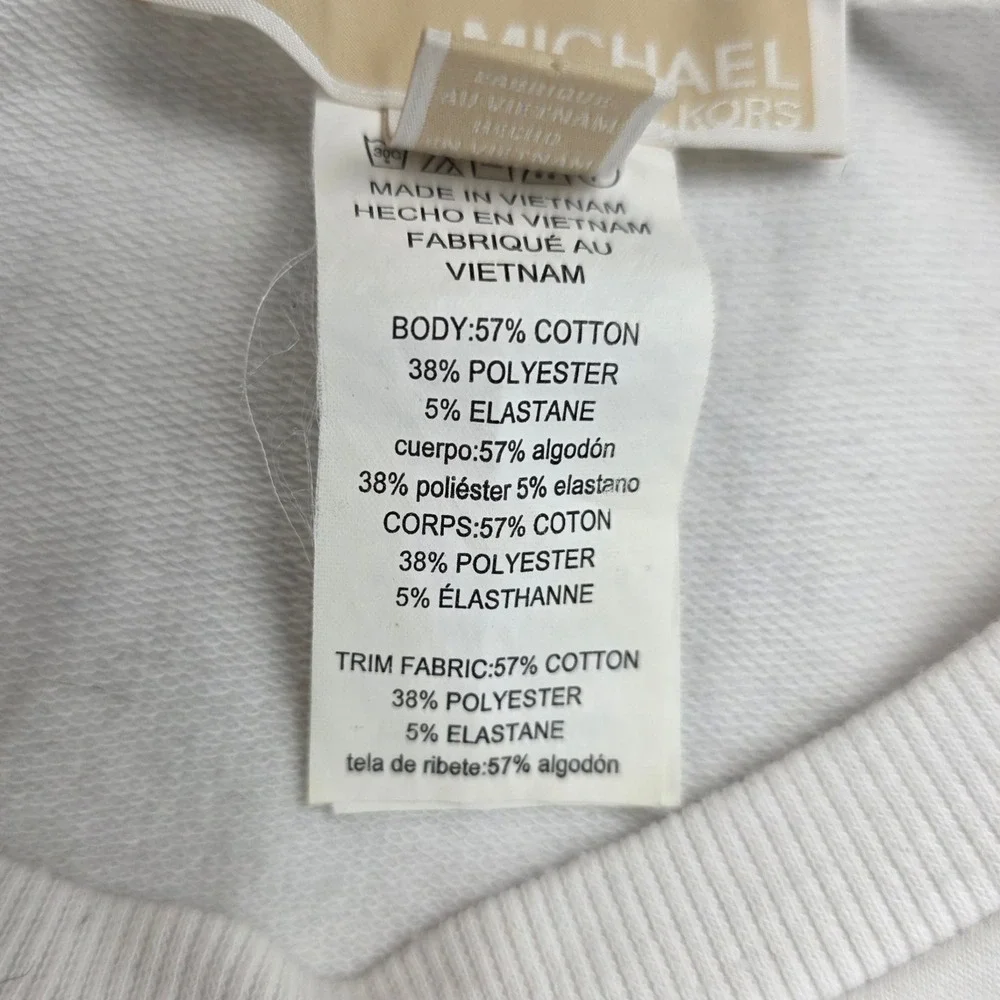 Michael Kors Womens Cream Lace Up Side Grommet Raglan Sweatshirt Top Large